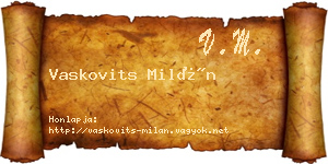 Vaskovits Milán névjegykártya