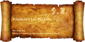 Vaskovits Milán névjegykártya