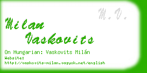 milan vaskovits business card